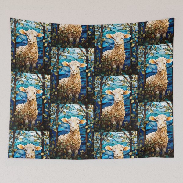Item preview, Stained Glass Sweet Lamb Springtime Meadow Window designed and sold by pinkal.
