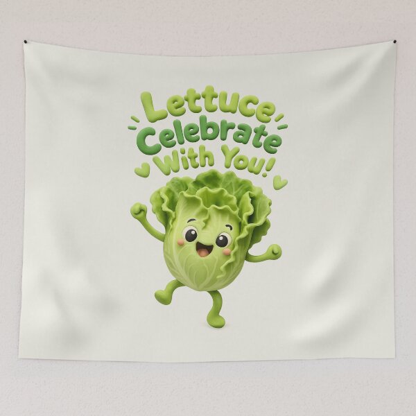 Item preview, Cute Lettuce (Let Us) Celebrate With You | Kawaii 3D Happy Birthday Art designed and sold by Moons Studio.