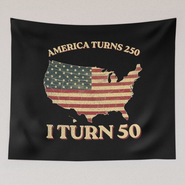 Item preview, America Turns 250 I Turn 50 Funny 50th Birthday Patriotic Vintage T-Shirt designed and sold by FizjoHed.
