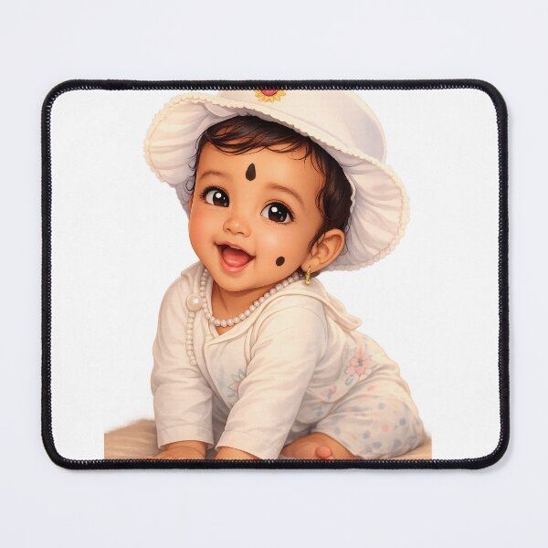 Item preview, cute Laughing Baby Girl Sitting On The couch , Adorable Cartoon Baby Illustration. designed and sold by StickerBloom-4U.