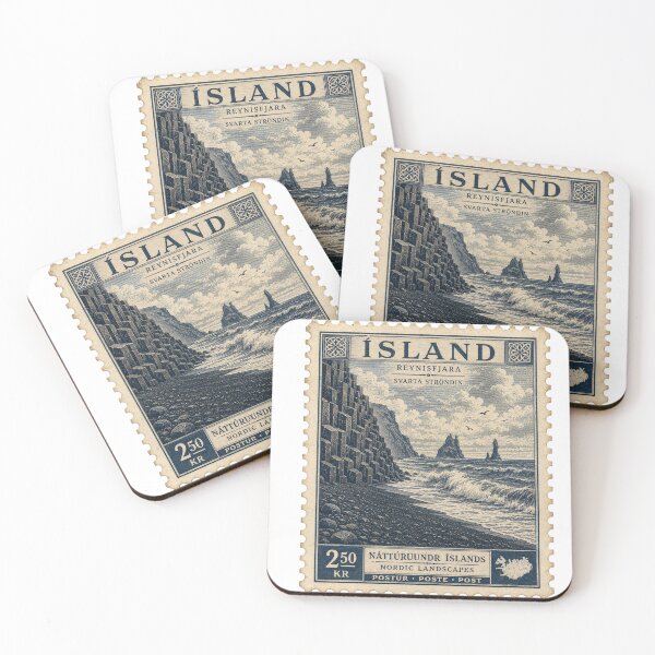 Item preview, Reynisfjara Black Sand Beach Vintage Postage Stamp | Iceland Nordic Landscape designed and sold by Neuro Muse Studio.
