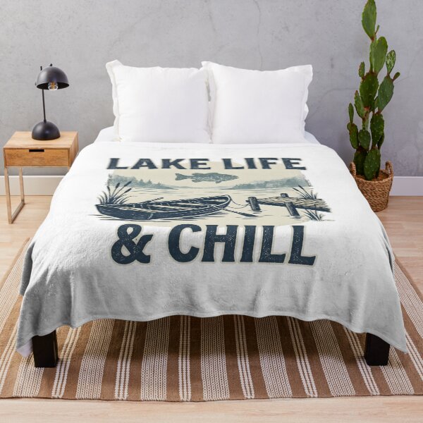 Item preview, Vintage Lake Life and Chill Fishing Boat Retro Design designed and sold by Zeneris.