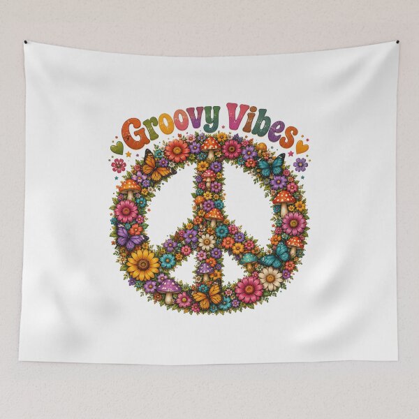 Item preview, Groovy Vibes Retro Peace Sign designed and sold by HippyRikky.