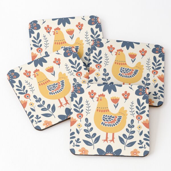Item preview, Scandinavian Folk Art, Floral Chicken designed and sold by xiao xuans.