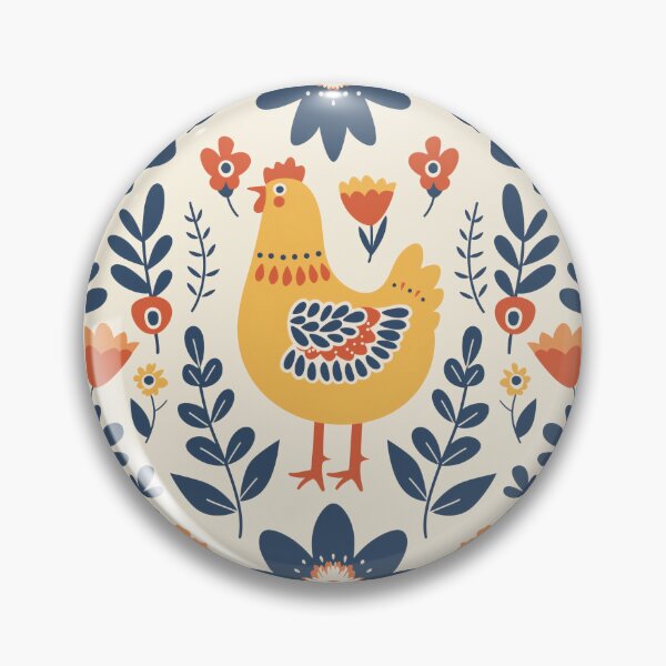 Item preview, Scandinavian Folk Art, Floral Chicken designed and sold by xiao xuans.