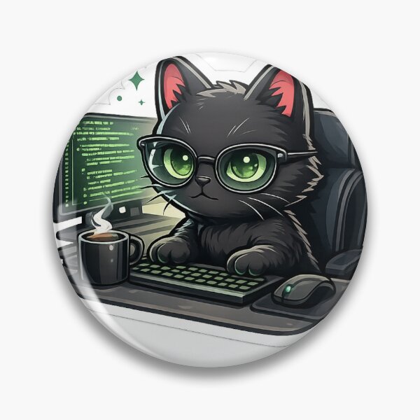 Item preview, Black Cat Programmer Sticker designed and sold by NexaMintStudio.