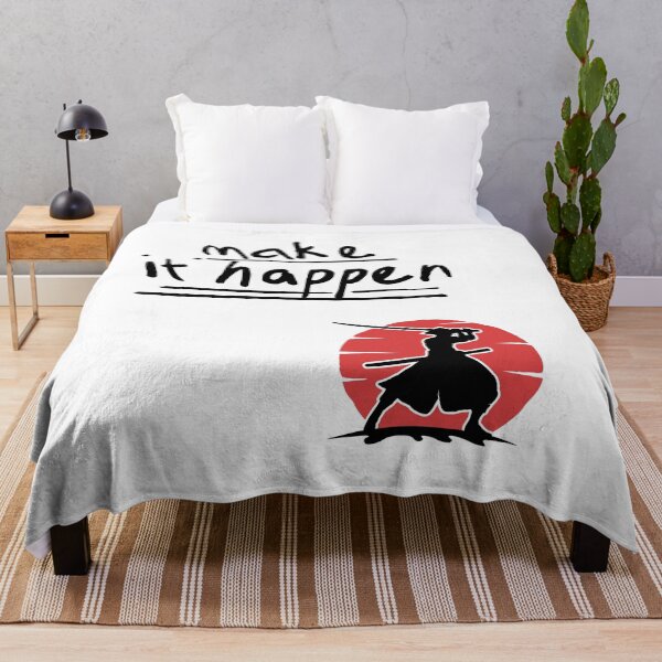 Item preview, Good vibe positive quote Make it happen samurai japan Samurai Warrior Silhouette Against Red Sun – Japanese Sword Fighter Minimalist Vintage Design designed and sold by JessLamunn89.
