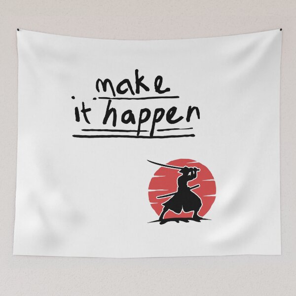 Item preview, Good vibe positive quote Make it happen samurai japan Samurai Warrior Silhouette Against Red Sun – Japanese Sword Fighter Minimalist Vintage Design designed and sold by JessLamunn89.