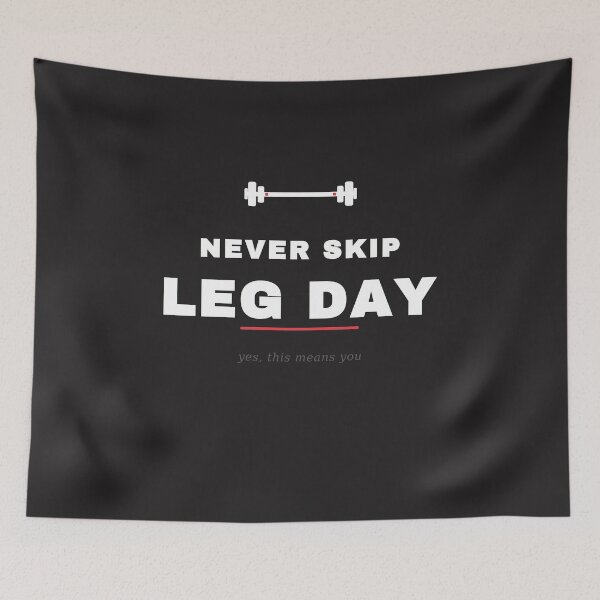 Item preview, Never Skip Leg Day - Funny Gym Squat Workout Tee (White Print) designed and sold by UrbanPrintVibes.
