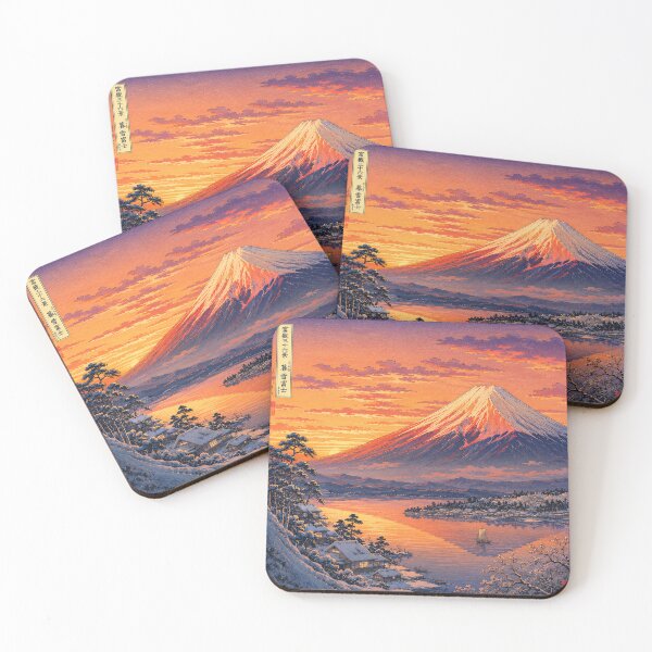 Item preview, Snow Fuji at Sunset designed and sold by Hidden Japan Coloring Book.