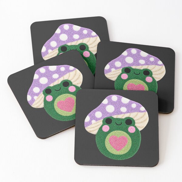 Item preview, Cute Heart Frog Mushroom Kawaii Tufted Rug Art designed and sold by ColorSplash123.