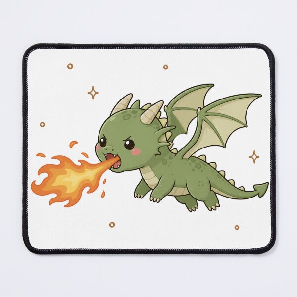 Item preview, Cozy Kawaii Little Dragon Breathing Fire Seamless Pattern designed and sold by Seculinator.