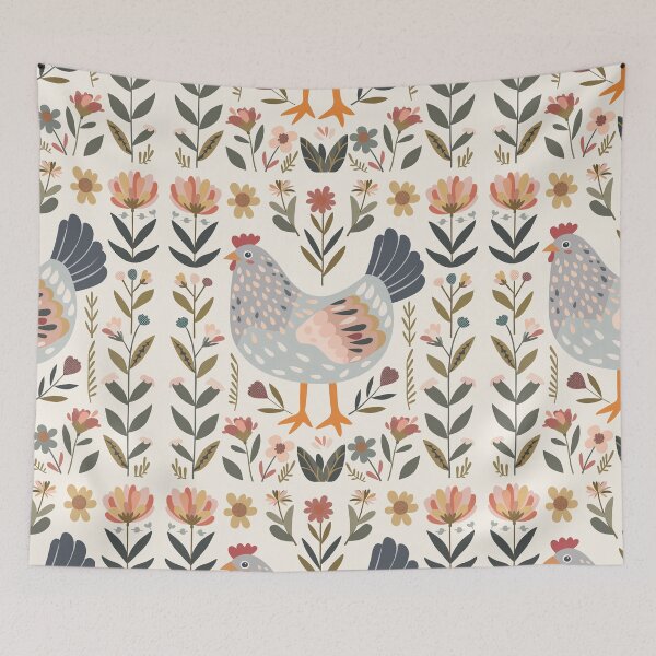 Item preview, Scandinavian Folk Art, Floral Chicken designed and sold by xiao xuans.