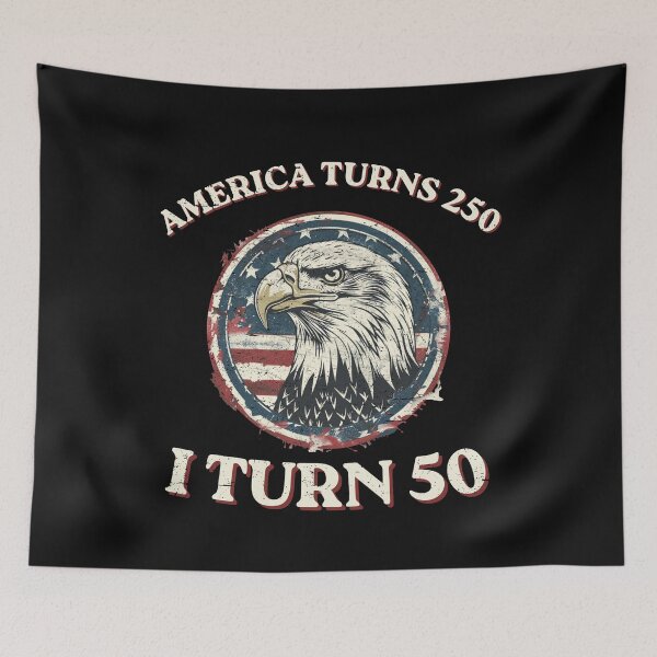 Item preview, America Turns 250 I Turn 50 Funny 50th Birthday Patriotic Vintage T-Shirt designed and sold by FizjoHed.