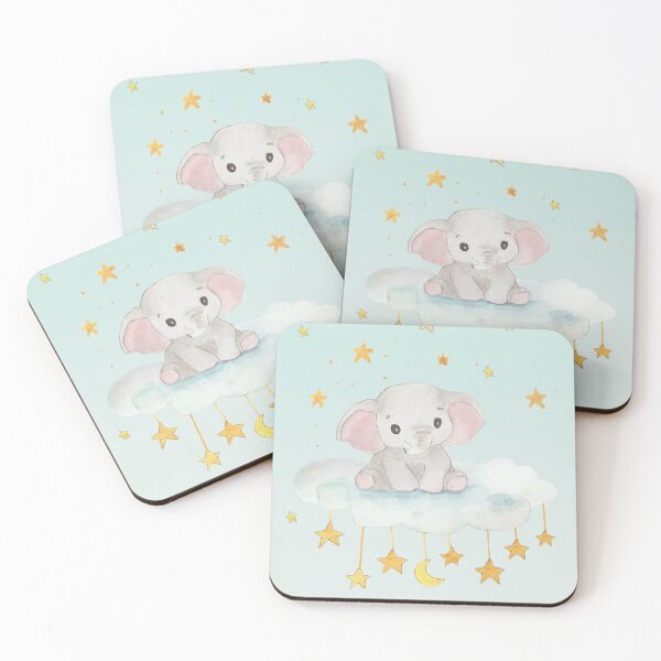 Item preview, Heavenly Birthday Elephant – Watercolour Moon, Stars & Cloud Art designed and sold by LLilyArt.