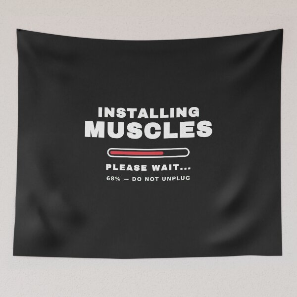 Item preview, Installing Muscles Please Wait — Funny Gym Workout Tee designed and sold by UrbanPrintVibes.