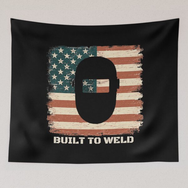 Item preview, Built To Weld Vintage Welder American Flag Welding Helmet designed and sold by RusticMeadow.
