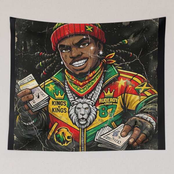 Item preview, Rasta Rude Boy Streetwear – Jamaican Lion & Cash Cartoon designed and sold by digitalbob60.
