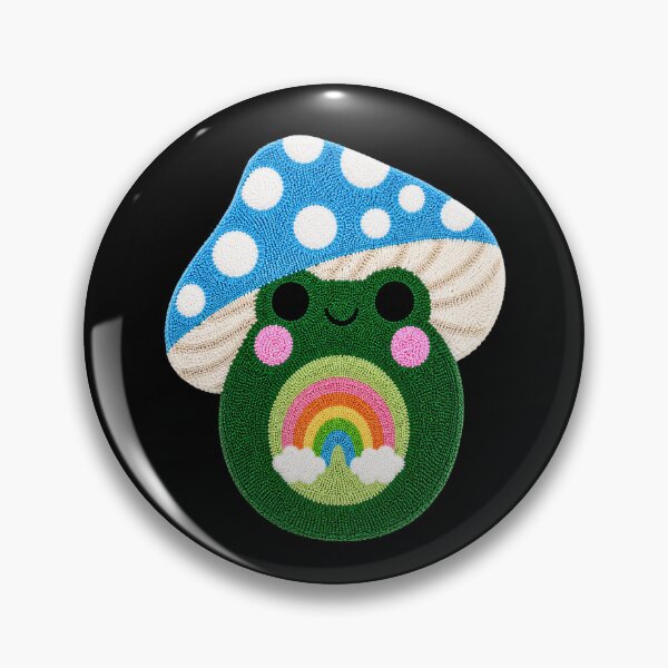 Item preview, Cute Rainbow Frog Mushroom Kawaii Tufted Rug Art designed and sold by ColorSplash123.