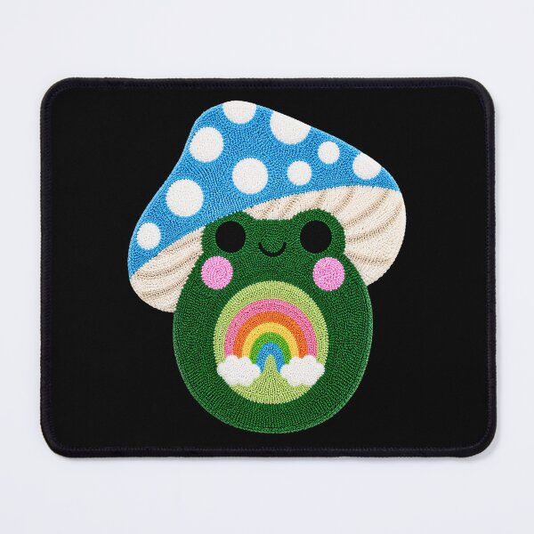 Item preview, Cute Rainbow Frog Mushroom Kawaii Tufted Rug Art designed and sold by ColorSplash123.