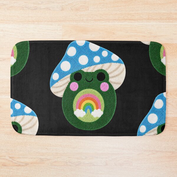 Item preview, Cute Rainbow Frog Mushroom Kawaii Tufted Rug Art designed and sold by ColorSplash123.