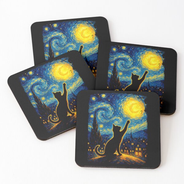 Item preview, Black Cat Starry Night Van Gogh Cat designed and sold by Littermin.