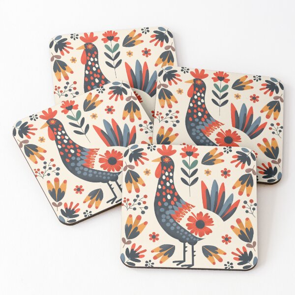 Item preview, Scandinavian Folk Art, Floral Chicken designed and sold by xiao xuans.