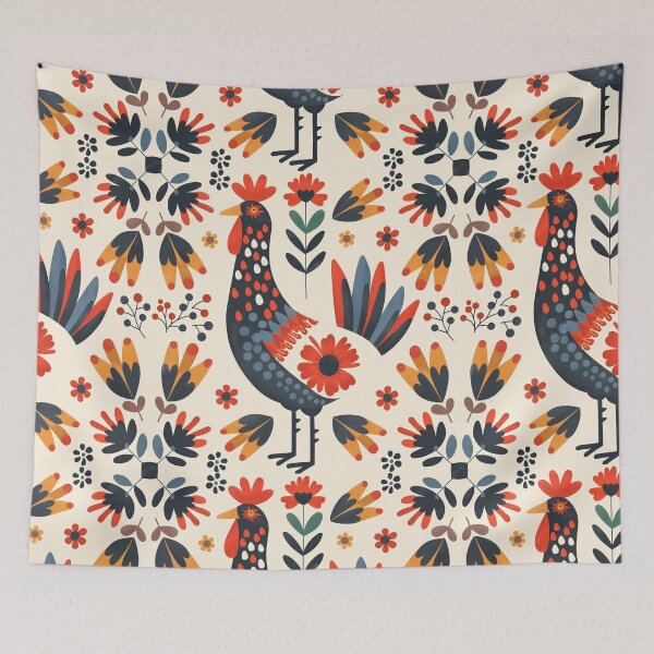 Item preview, Scandinavian Folk Art, Floral Chicken designed and sold by xiao xuans.