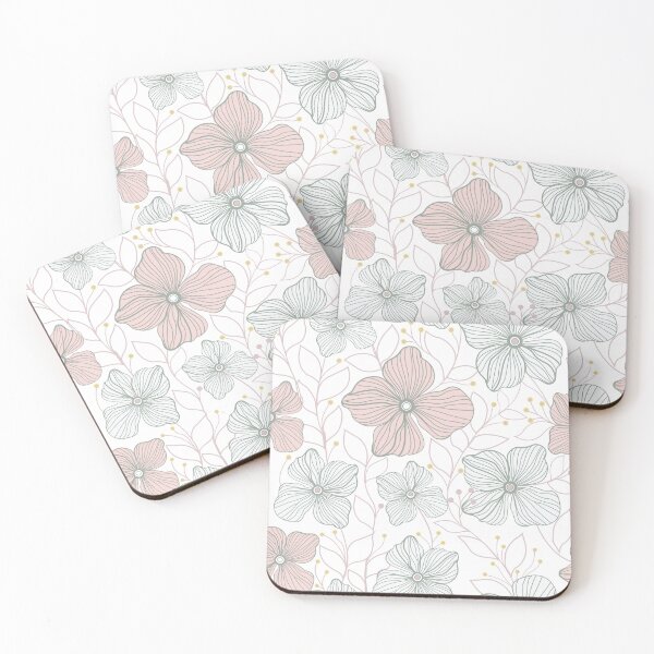 Item preview, Minimalist Pink and Gray Line Art Floral - Seamless Botanical Sketch Pattern designed and sold by abdallatigle.