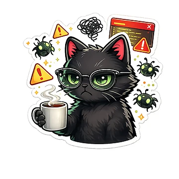 Artwork thumbnail, Debugging Cat Programmer Sticker by NexaMintStudio