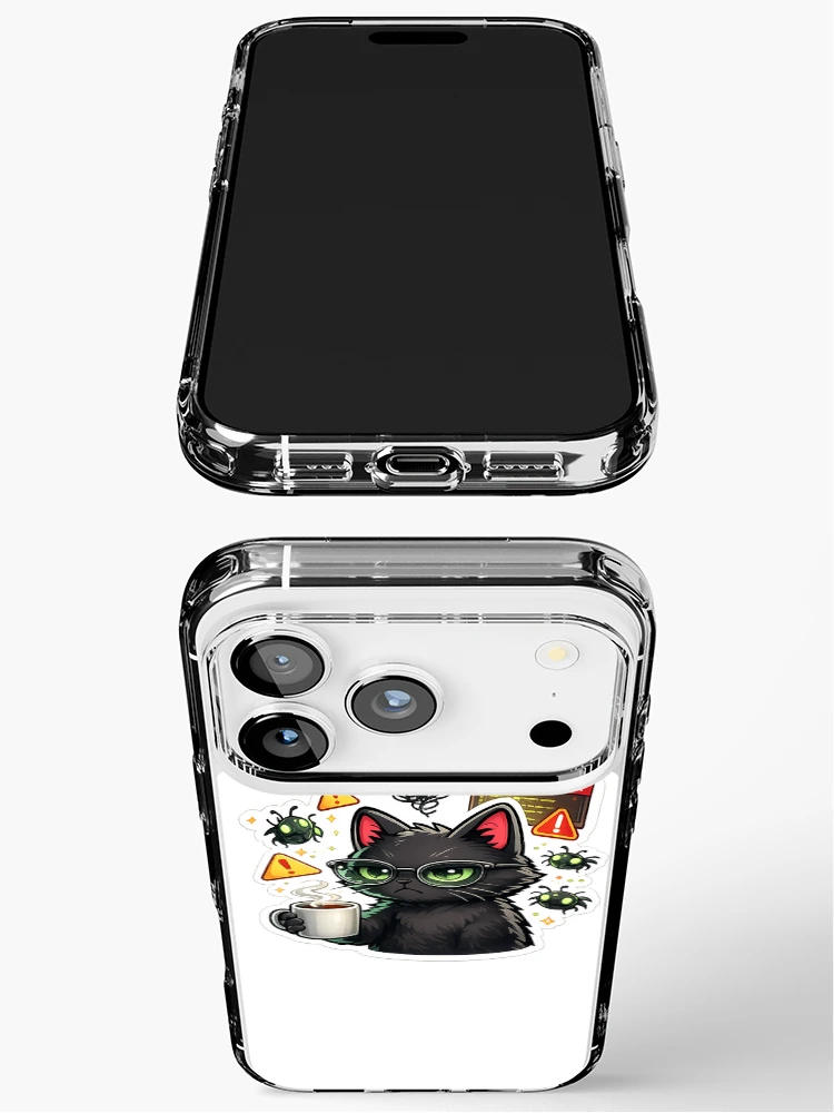 Thumbnail 3 of 5, iPhone Case, Debugging Cat Programmer Sticker designed and sold by NexaMintStudio.