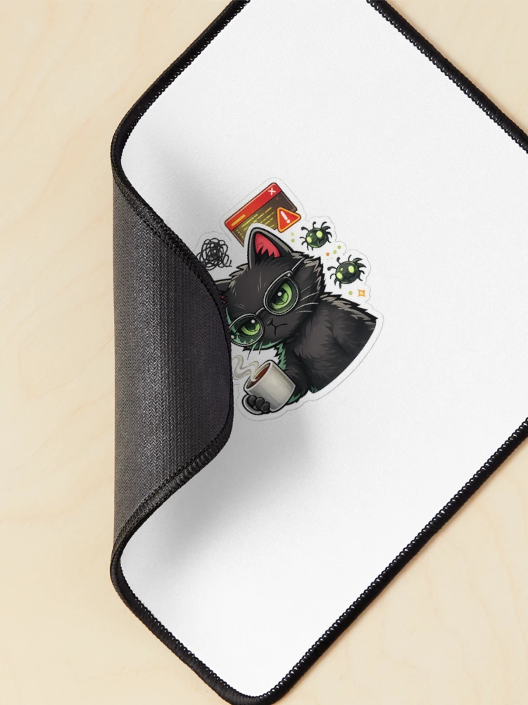 Thumbnail 2 of 5, Mouse Pad, Debugging Cat Programmer Sticker designed and sold by NexaMintStudio.