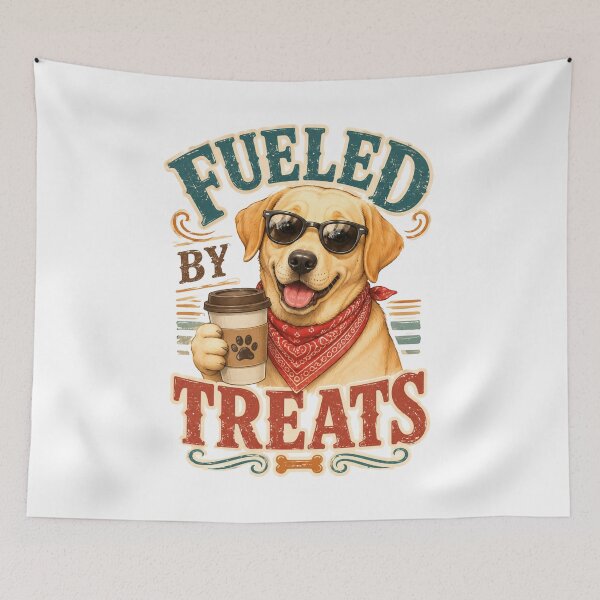 Item preview, Fueled By Treats Funny Labrador Dog Sticker designed and sold by PawFusionArt.