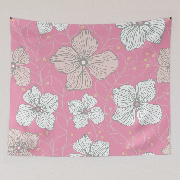 Item preview, Seamless Botanical Sketch Pattern | Minimalist Pink and Gray Line Art Floral  designed and sold by abdallatigle.