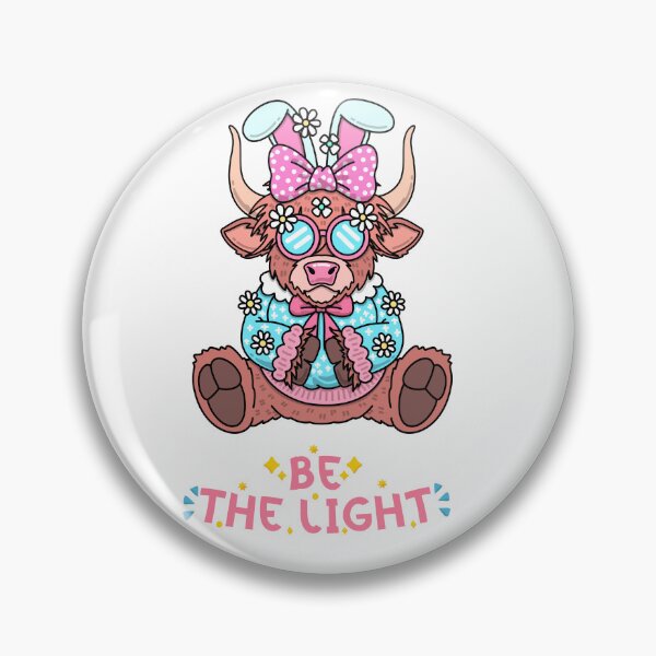 Item preview, Be the Light Cute Highland Cow Bunny Girl – Kawaii Floral Spring Animal Inspirational Design Good vibe positive quote Be the light  designed and sold by JessLamunn89.