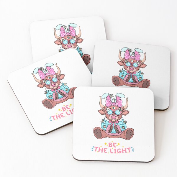 Item preview, Be the Light Cute Highland Cow Bunny Girl – Kawaii Floral Spring Animal Inspirational Design Good vibe positive quote Be the light  designed and sold by JessLamunn89.