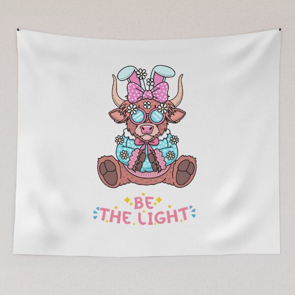 Item preview, Be the Light Cute Highland Cow Bunny Girl – Kawaii Floral Spring Animal Inspirational Design Good vibe positive quote Be the light  designed and sold by JessLamunn89.