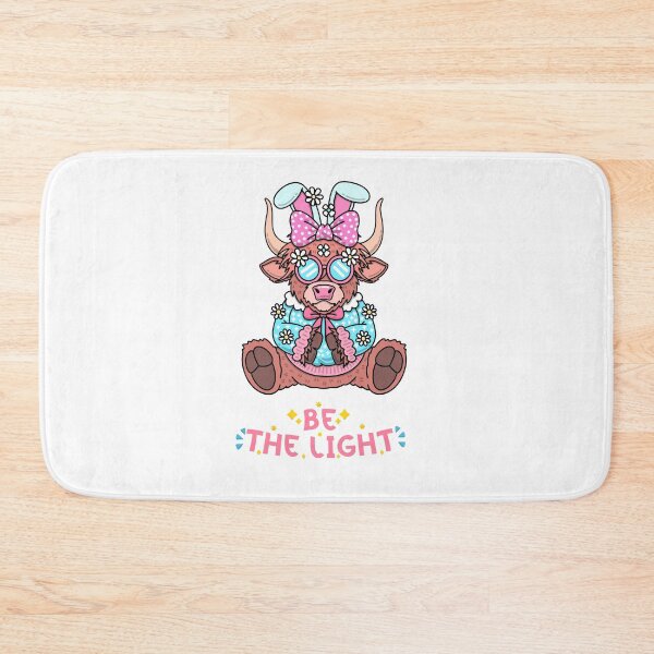 Item preview, Be the Light Cute Highland Cow Bunny Girl – Kawaii Floral Spring Animal Inspirational Design Good vibe positive quote Be the light  designed and sold by JessLamunn89.