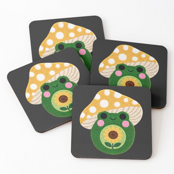 Item preview, Cute Sunflower Frog Mushroom Kawaii Tufted Rug Art designed and sold by ColorSplash123.