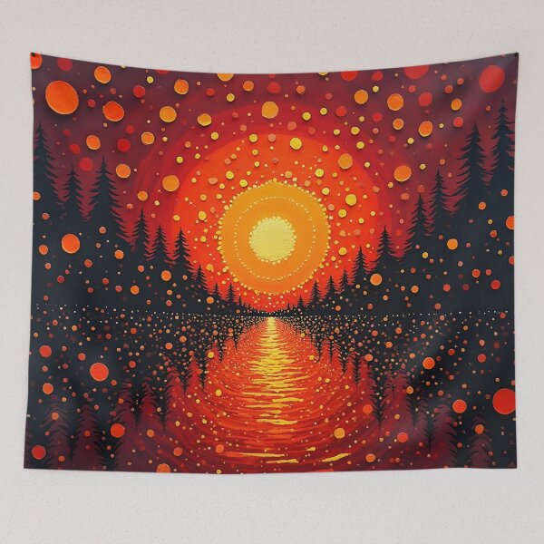 Item preview, Aboriginal Inspired Dot Art - Hot Burgundy Sunset designed and sold by GrinGalore.