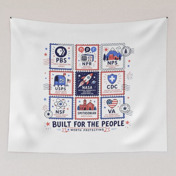 Item preview, Vintage Built for the People Stamps Protect Democratic Institutions PBS NPR Liberal  designed and sold by MidzzSky.