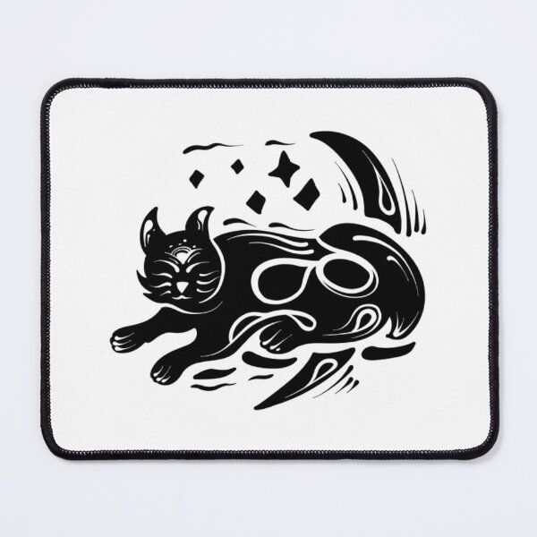Item preview, Leaping Magic Black Cat Silhouette and Stars Art designed and sold by Zfdsgn.