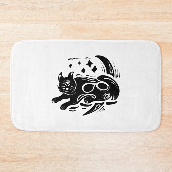 Item preview, Leaping Magic Black Cat Silhouette and Stars Art designed and sold by Zfdsgn.