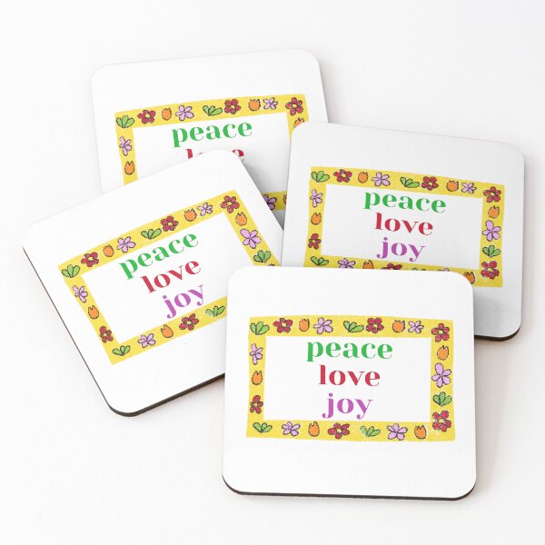 Item preview, Peace Love Joy colorful holiday frame design designed and sold by Rush2Buy.