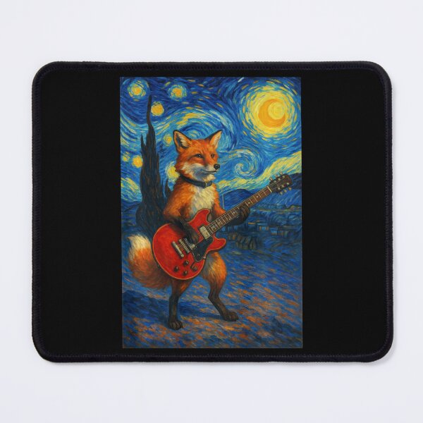 Item preview, Van Gogh Starry Night Fox Playing Guitar Night Sky designed and sold by Littermin.