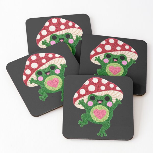Item preview, Happy Jumping Frog Kawaii Mushroom Tufted Rug Art designed and sold by ColorSplash123.