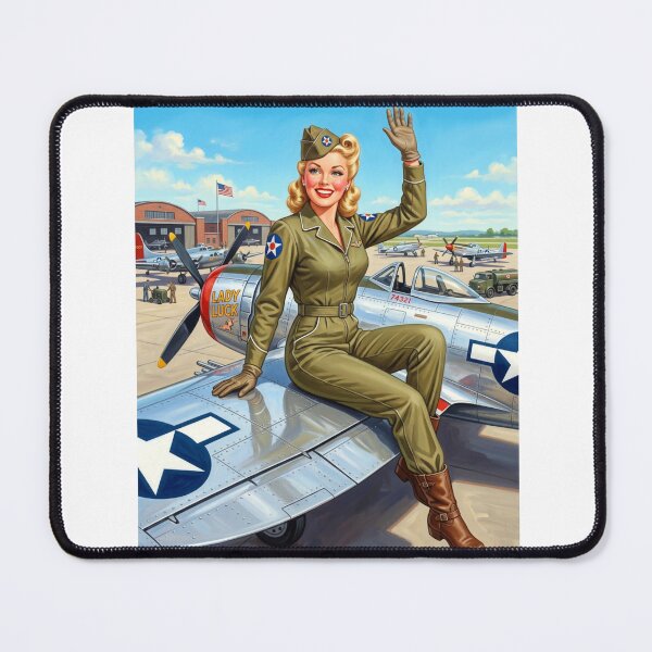 Item preview, Vintage WWII Female Fighter Pilot Pin Up Art designed and sold by Vincent-68.