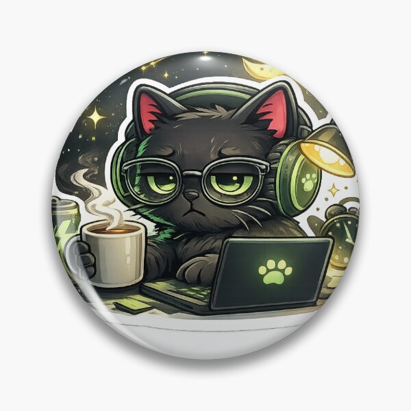 Item preview, Night Shift Cat Programmer Sticker designed and sold by NexaMintStudio.