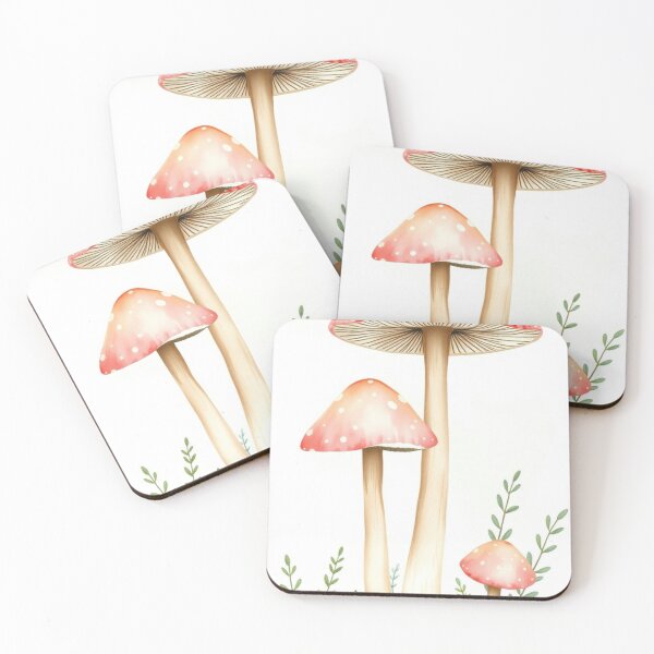 Item preview, Watercolor Pastel Red Spotted Mushrooms Illustration designed and sold by Jade Ado.