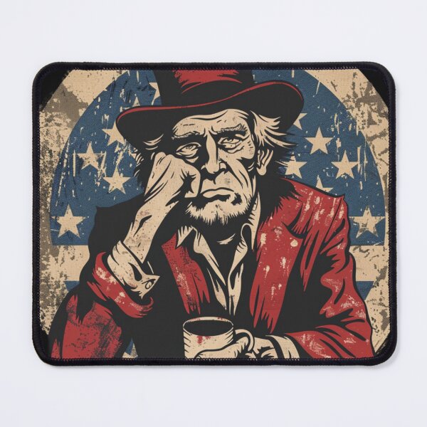 Item preview, Red White & Really Not Feeling It Funny Tired Uncle Sam Coffee Vintage T-Shirt designed and sold by FizjoHed.